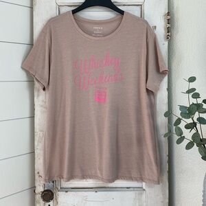 Torrid Relaxed Tee - Signature Jersey Whiskey Weekends Tan Blush Pink